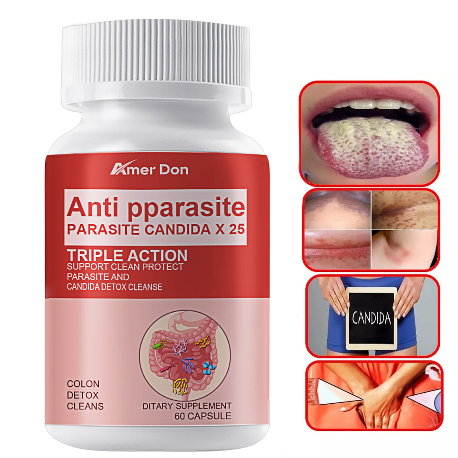 Candida Cleanse Albicans&Detox Yeast Support Complex with Enzymes 60 caps