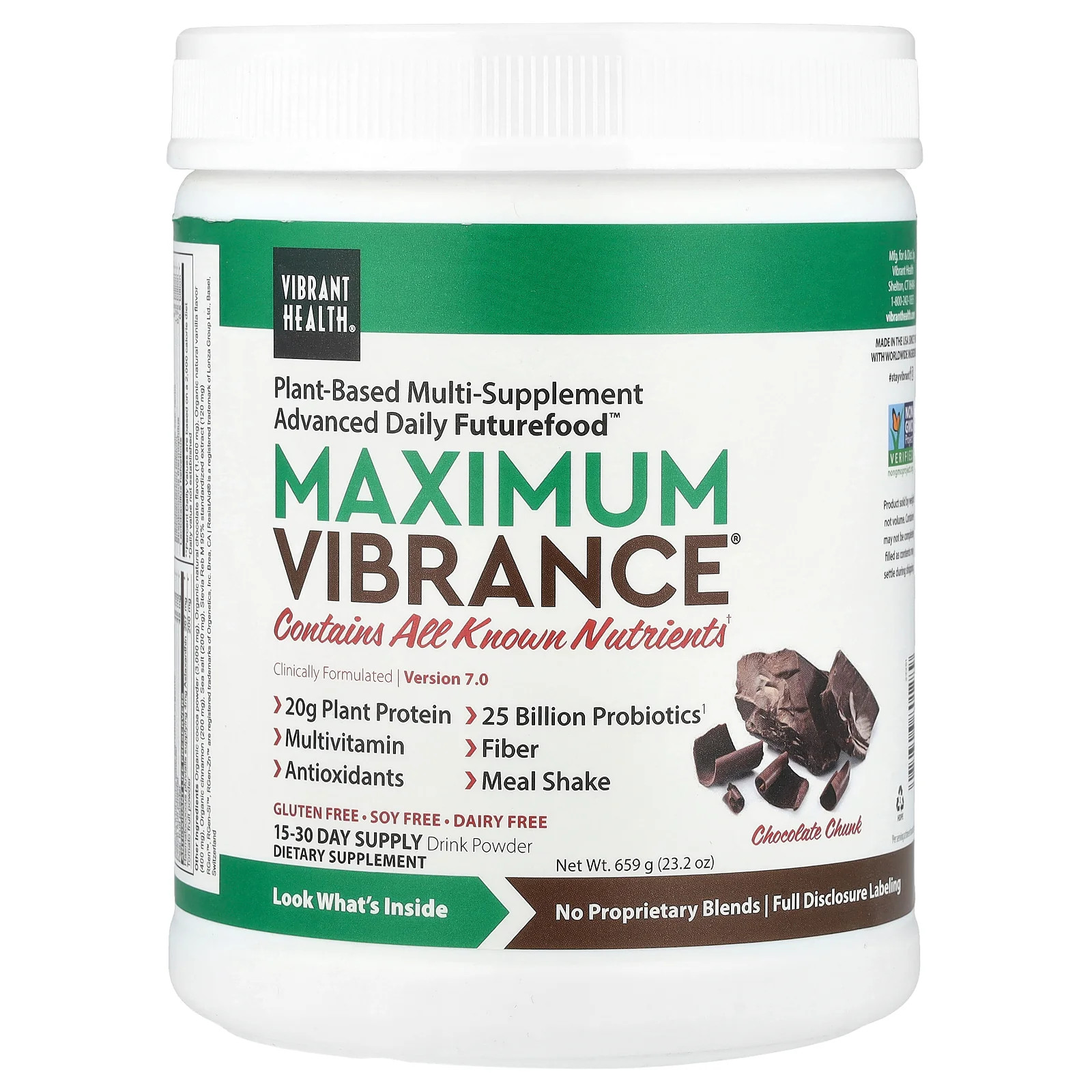 2 X Vibrant Health, Maximum Vibrance�, Version 7, Chocolate Chunk, 23.2 oz (659