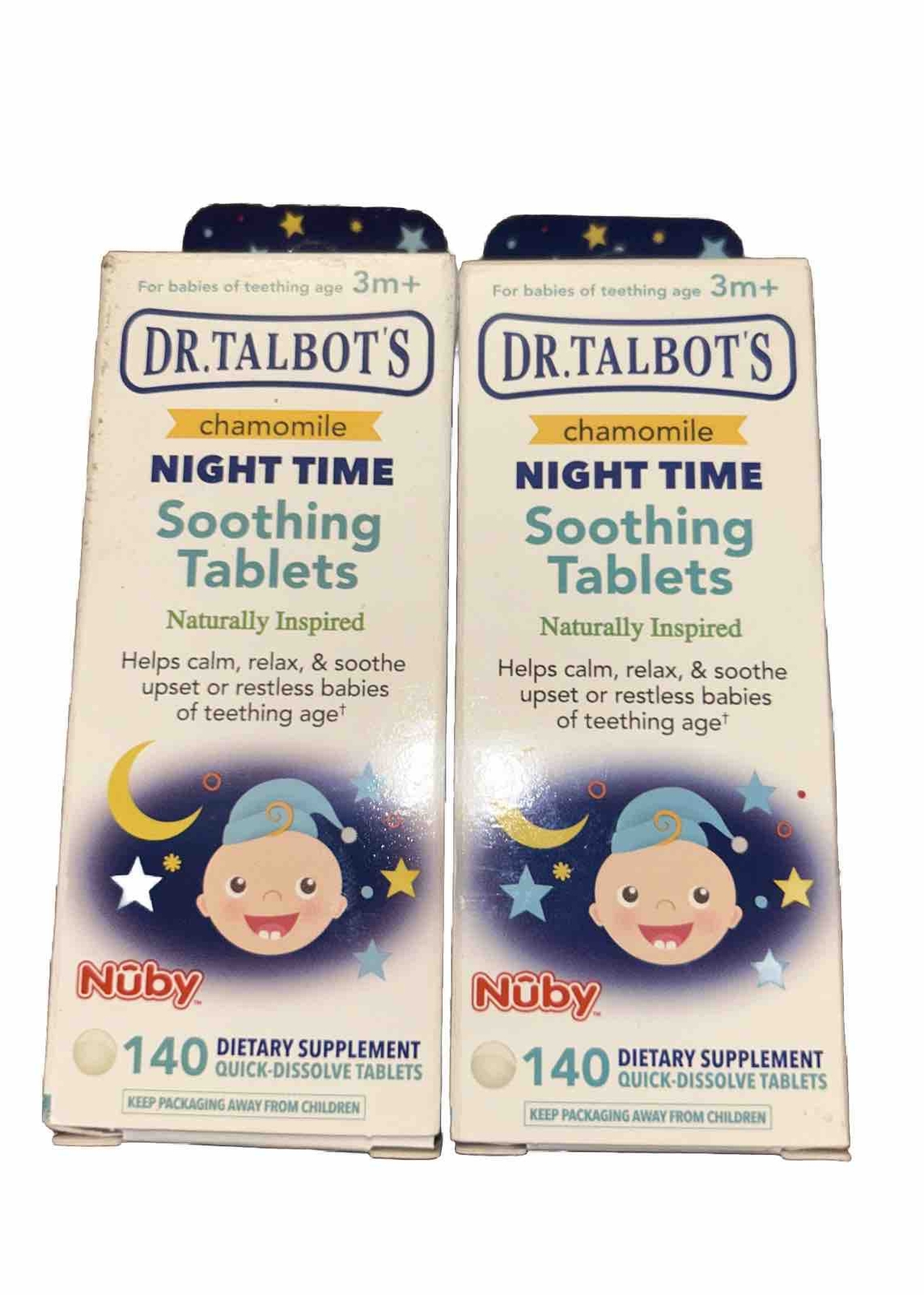 2x Dr.Talbots Chamomile Night Time Soothing Tablets Nuby 140 Quick Dis Exp09/26
