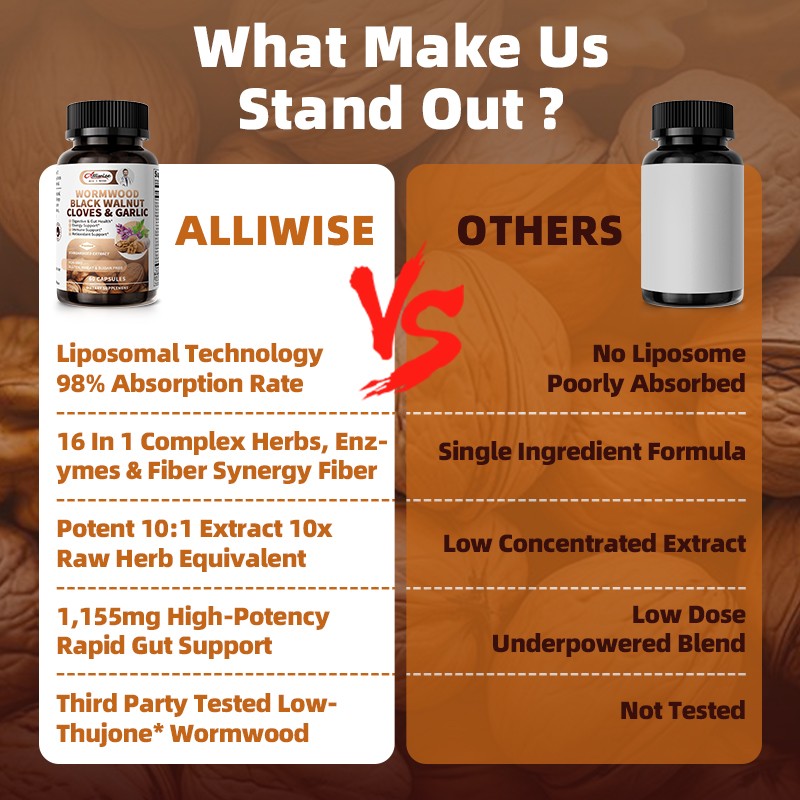 Parasite Cleanse Capsules/Extract-Wormwood,Black Walnut Hull, Clove, 60/120 Caps