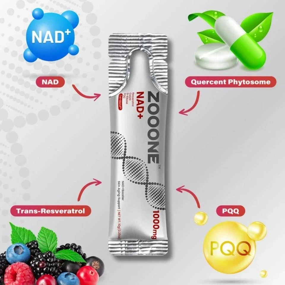 ZOOONE NR1000-NAD+Berry Flavor Drink blend for Skin Aging Support,Energy,and …
