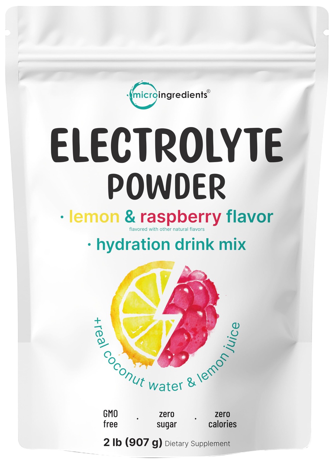 Micro Ingredients Electrolytes Powder 2Lbs 139 Raspberry Potassium Friendly