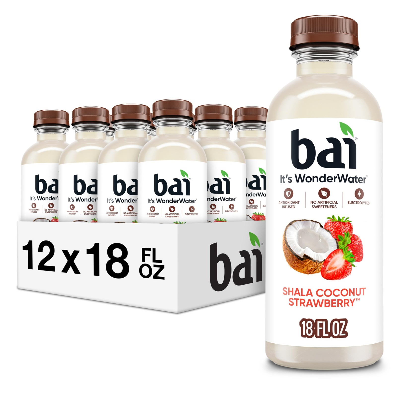 Antioxidant Infused Water Coconut Strawberry 18oz Bottle 12 Pack Beverage