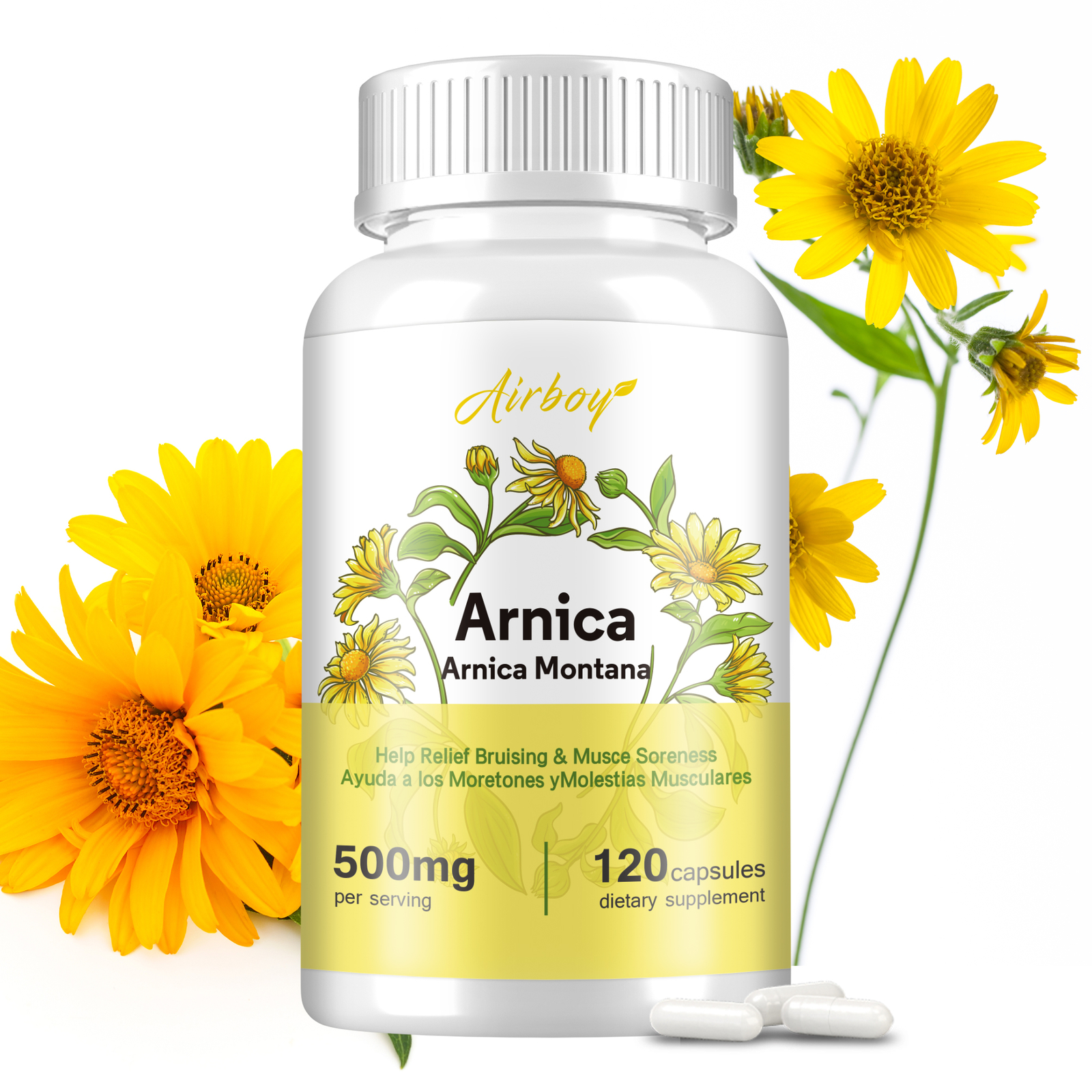 Arnica 500mg – Relief Natural Pain, Bruising and Swelling, Boost Skin Health