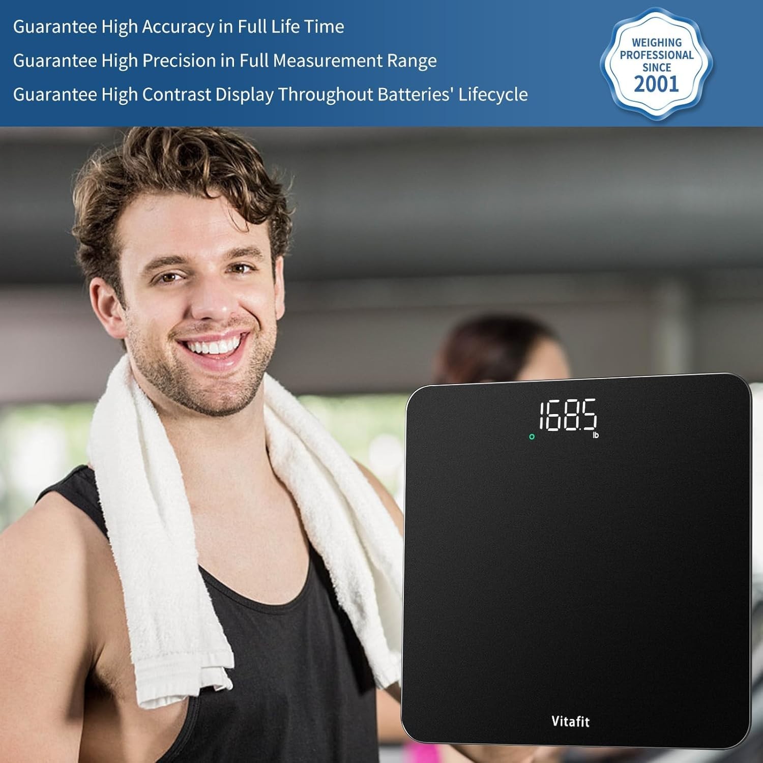 Precision Digital Body Scale, 0.1lb Accuracy, 400lb/182kg, Elegant Black Finish