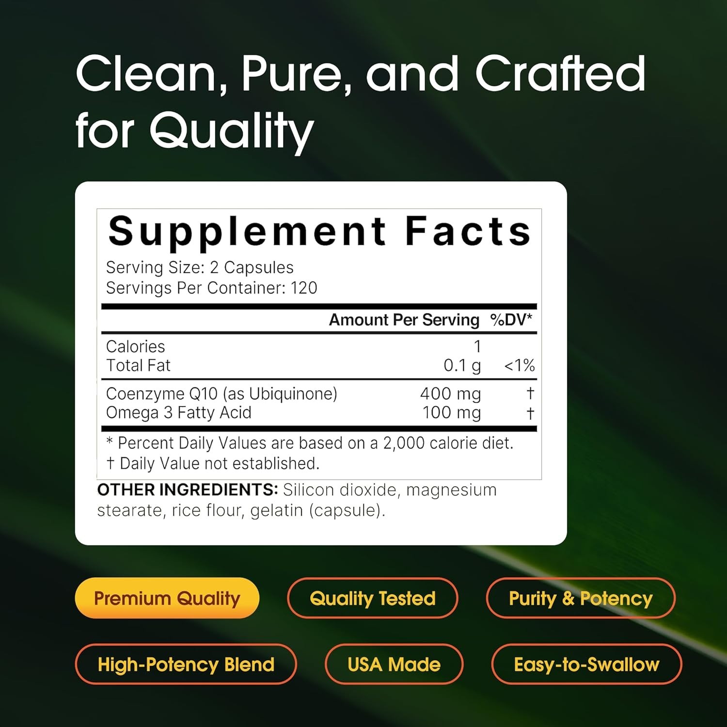 CoQ10 400mg with Omega 3 Fatty Acids, 240 Caps Antioxidant/Heart Support