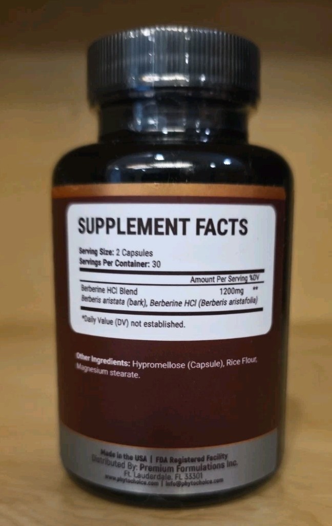 Pure Berberine HCl 1200mg – High Absorption for Weight Loss & Gut Health 11/2028