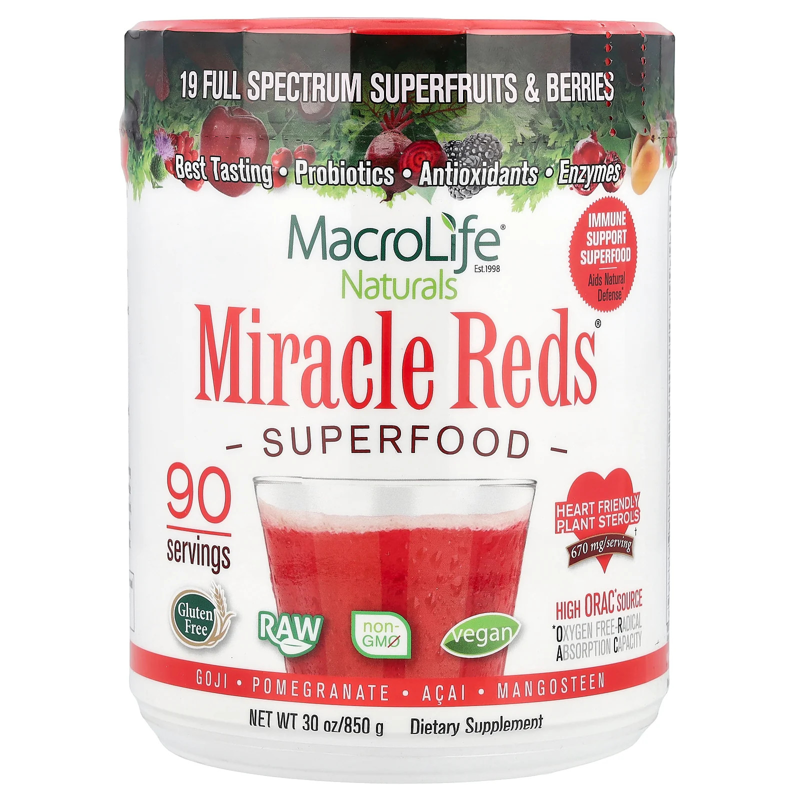 2 X Macrolife Naturals, Miracle Reds�, Superfood, Goji, Pomegranate, Acai, Mang
