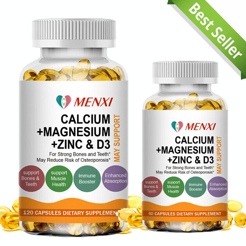 60/120Pcs Calcium Magnesium Zinc & Vitamin D3 Capsule Bone Health Immune Support