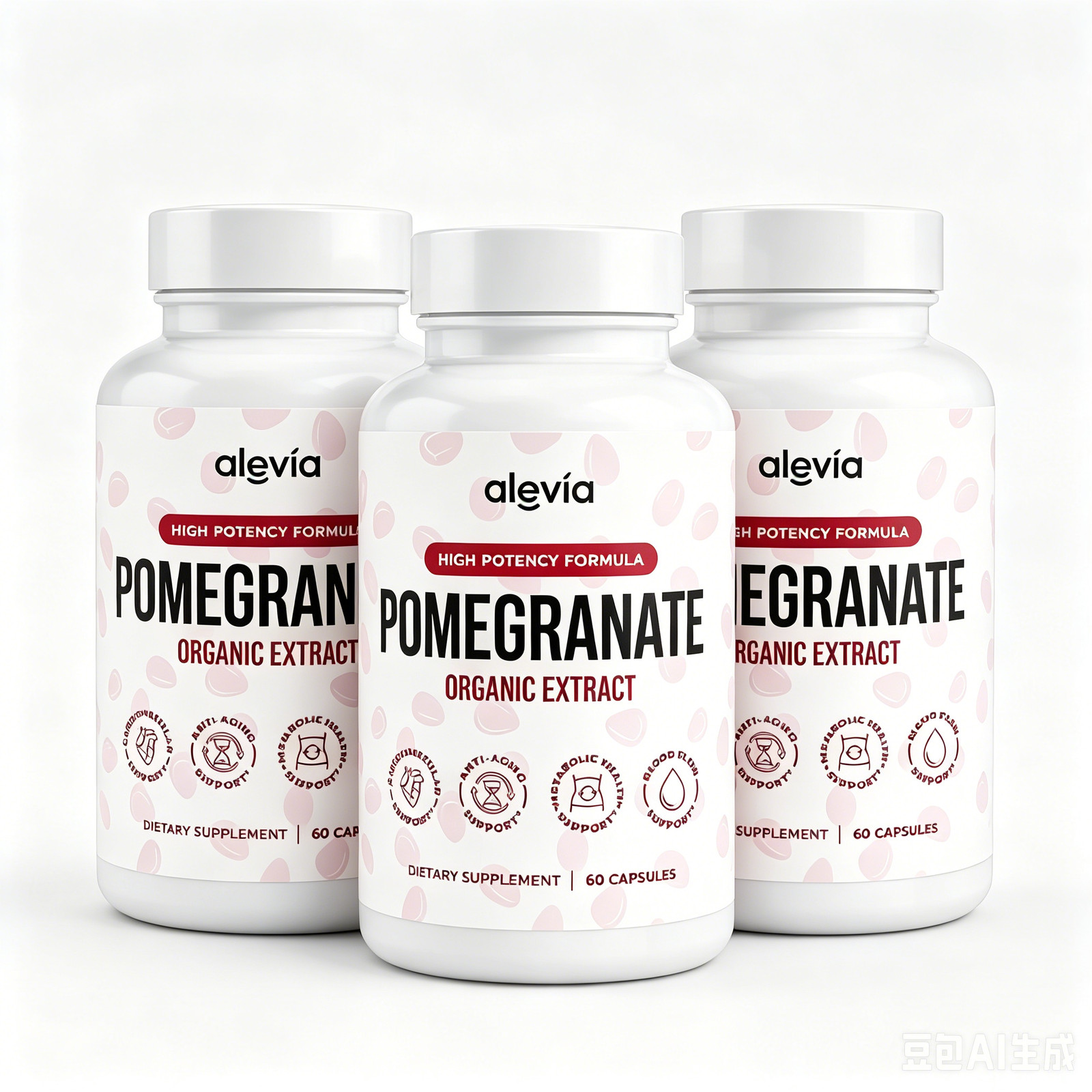 3Pack Alevia Pomegranate Capsules 60ct Organic Extract Antioxidant
