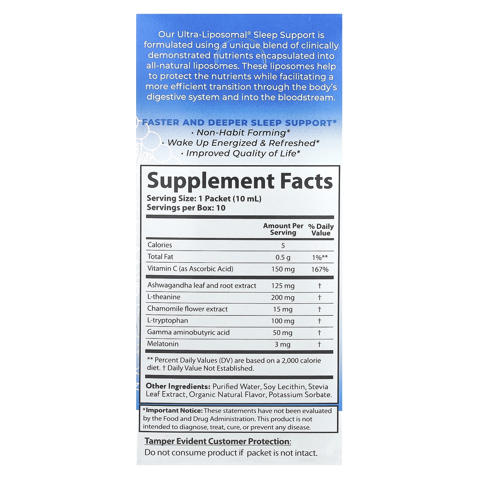 Ultra-Liposomal®, Sleep Support, 10 Packets, 0.34 fl oz (10 ml) Each