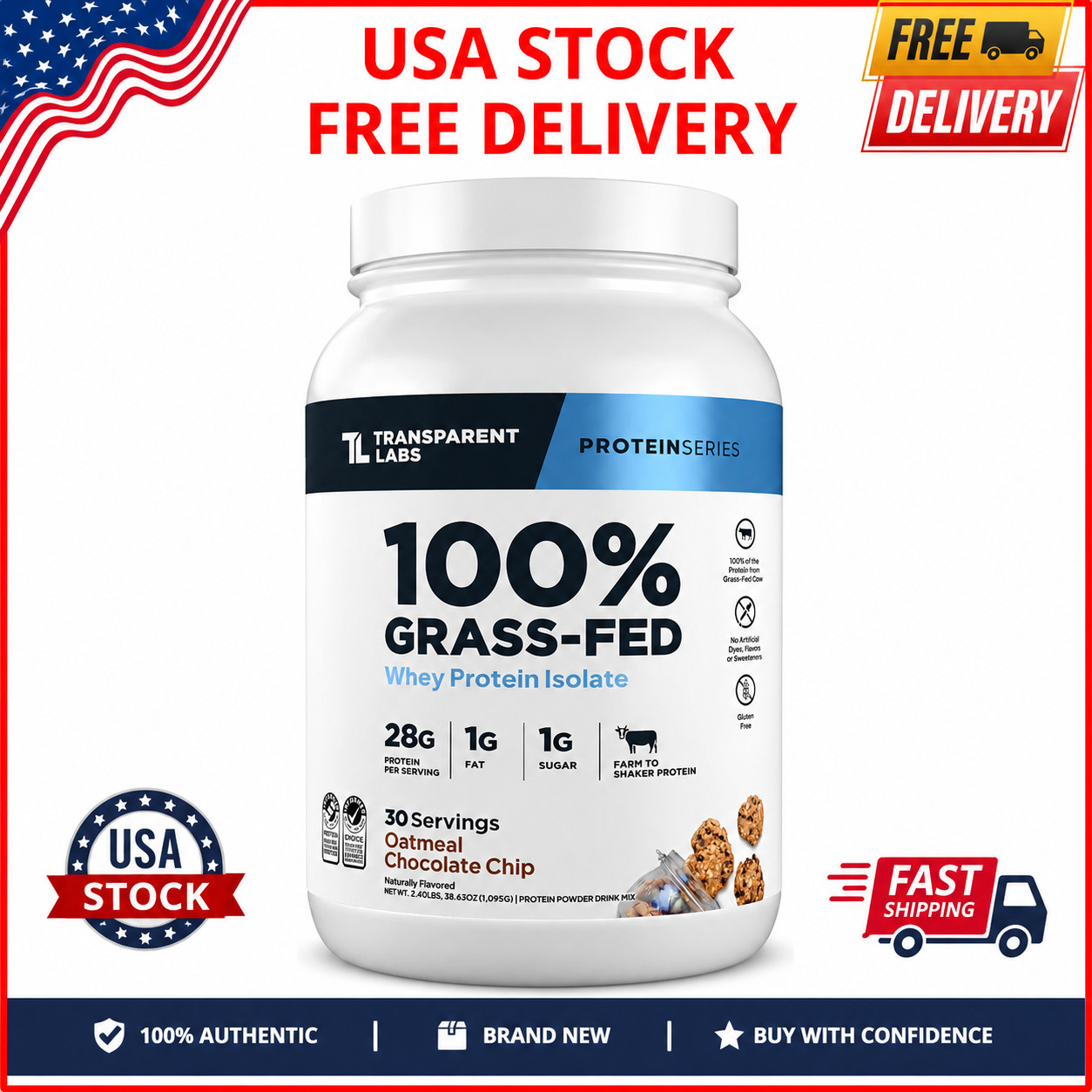 Transparent Labs GrassFed Whey Protein Isolate Naturally Flavored, Gluten Fr…