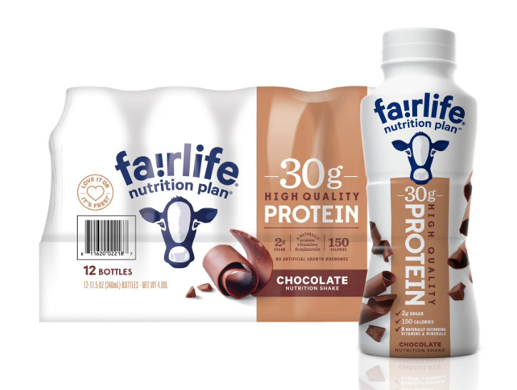 2-Pack Fairlife Nutrition Plan 30g Protein Shake, Chocolate, 11.5 fl. oz.,12 pk.