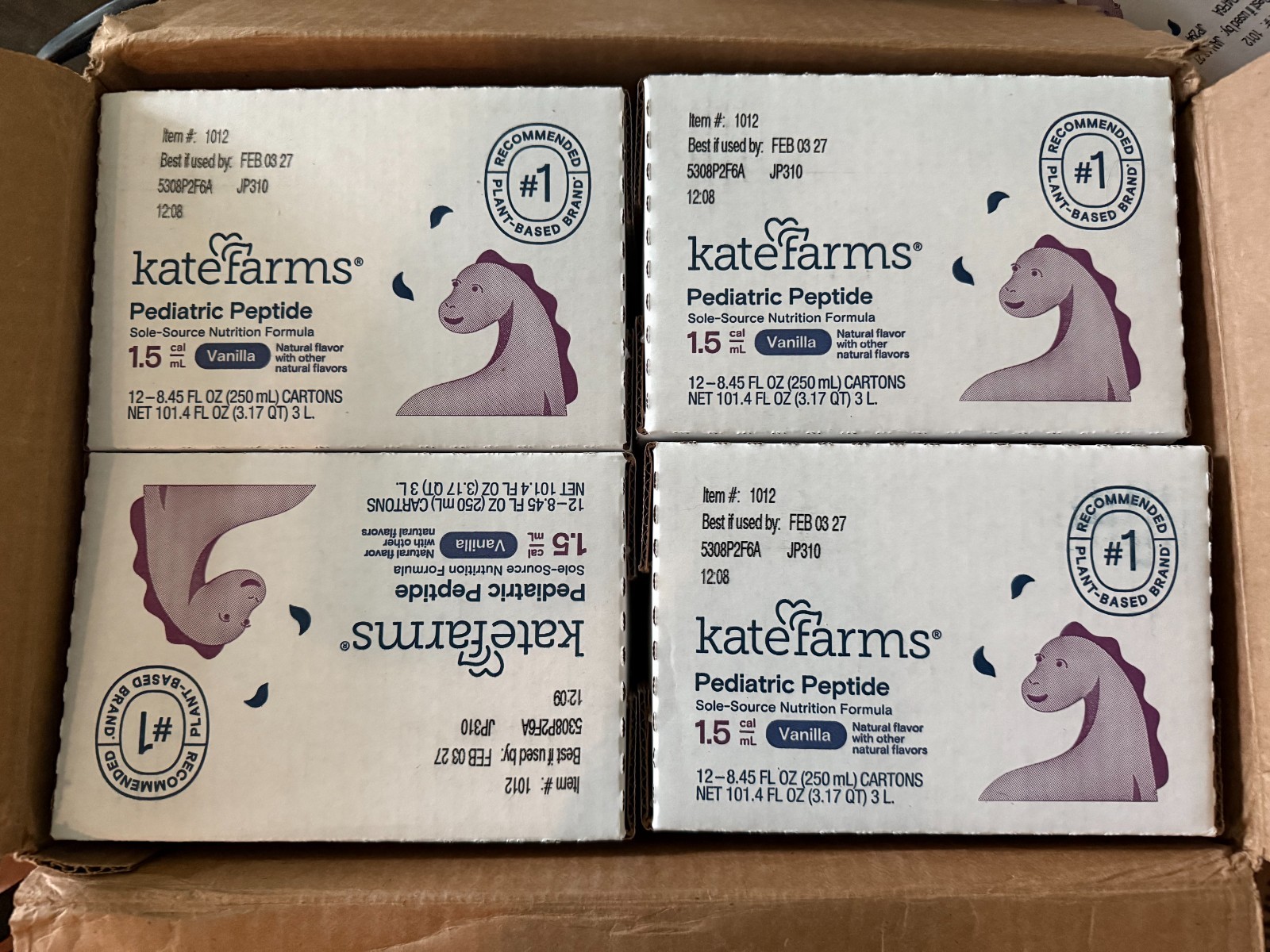 Kate Farms Pediatric Peptide 1.5 Vanilla 4 Case 12 × 8.45oz • Exp 02/27 • Sealed
