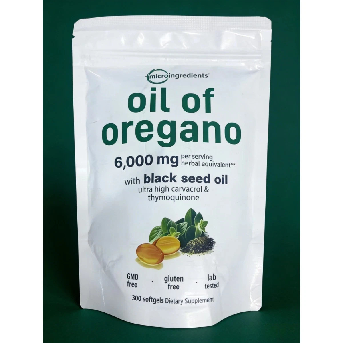 Ingredients Micro Black Seed Oil 6,000mg with Oil of Oregano, 300 Softgels