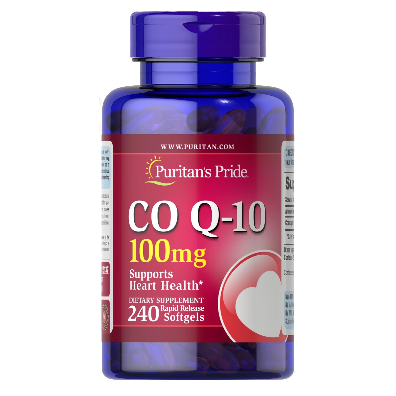 Puritan’s Pride Coenzyme CoQ10 100mg, Dietary 240 Count (Pack of 1), Brown