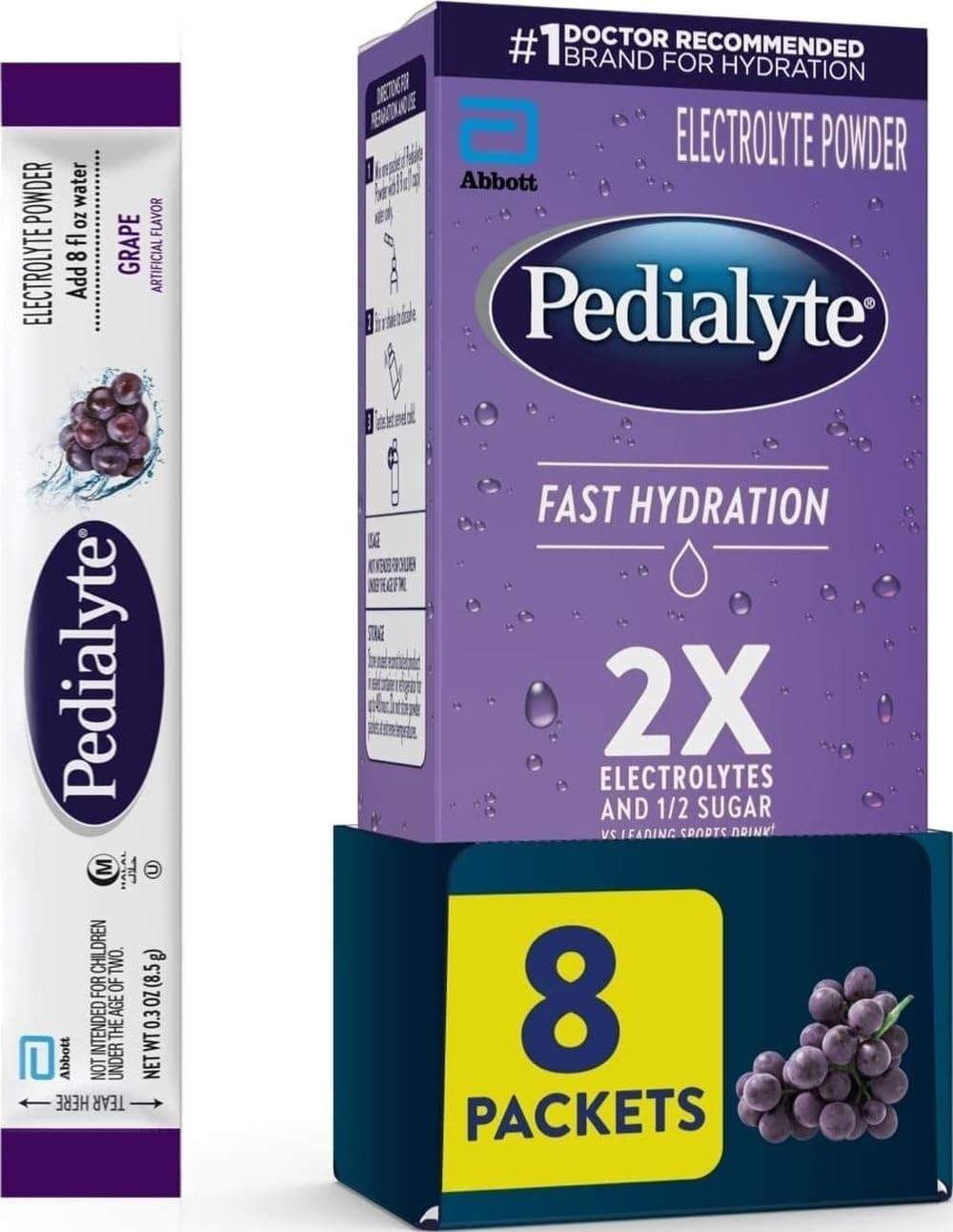 Convenient 8-Pack Grape Electrolyte Powders – Hydration for Active Lifestyles