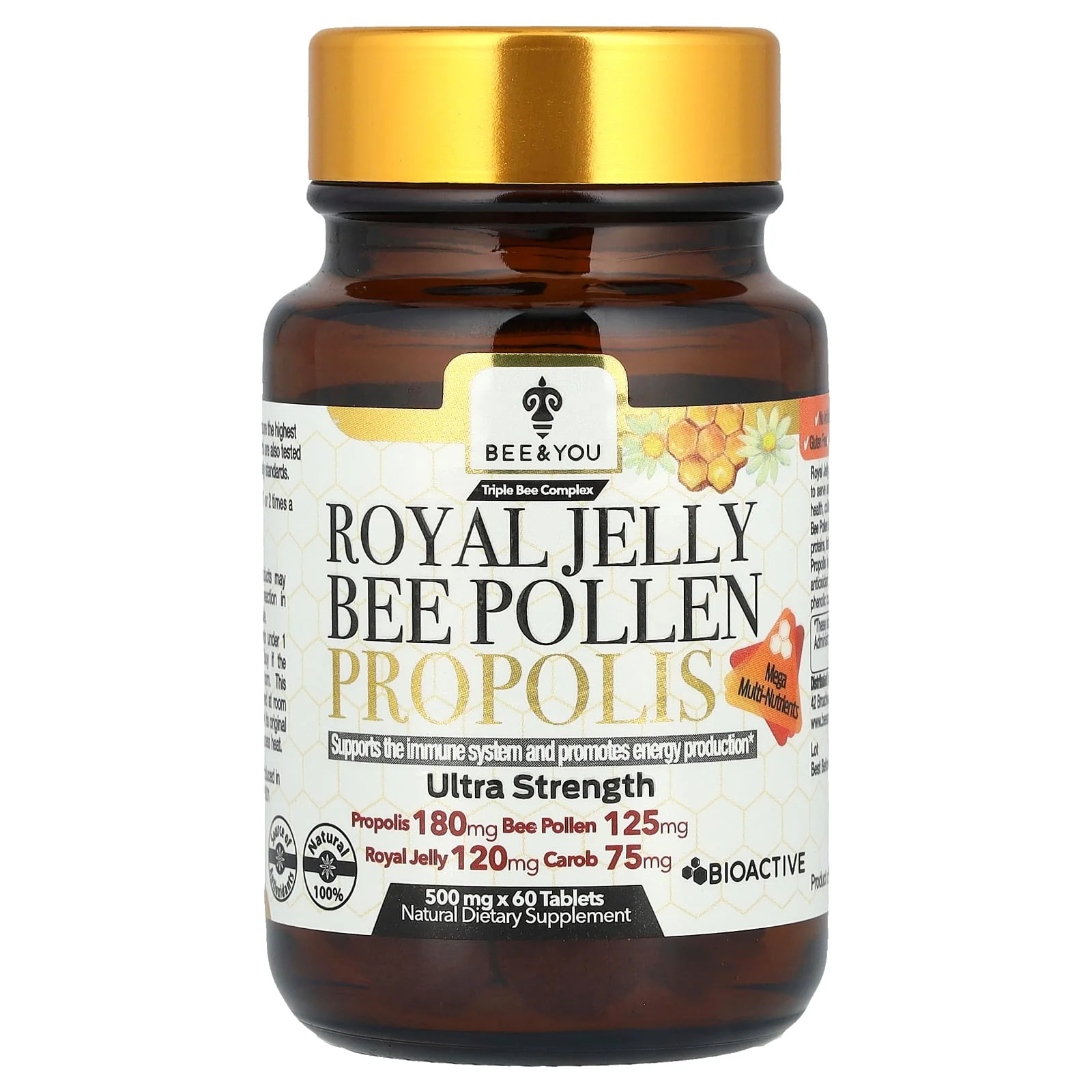 2 X Bee & You, Royal Jelly Bee Pollen Propolis , 60 Tablets