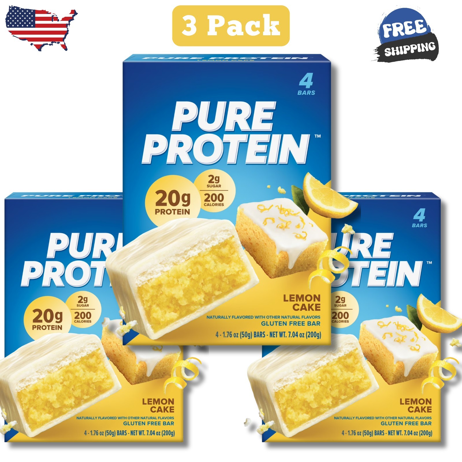 Pure Protein Pure Protein Bars Non-GMO, High Protein, Lemon Cake, 12 Count