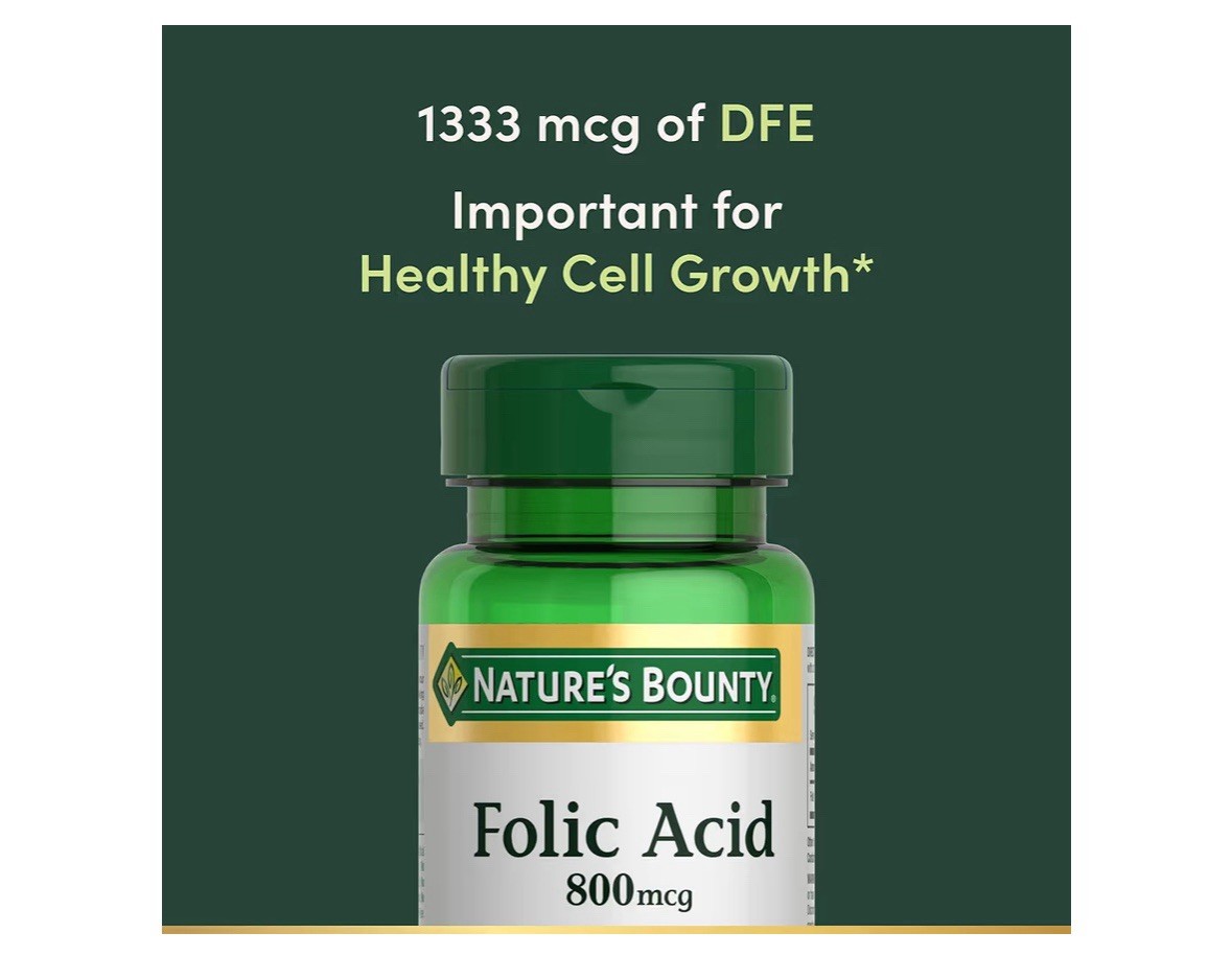 Nature’s Bounty Folic Acid 800 mcg – 250 Tablets Each Exp 03/2030 – Pack 2