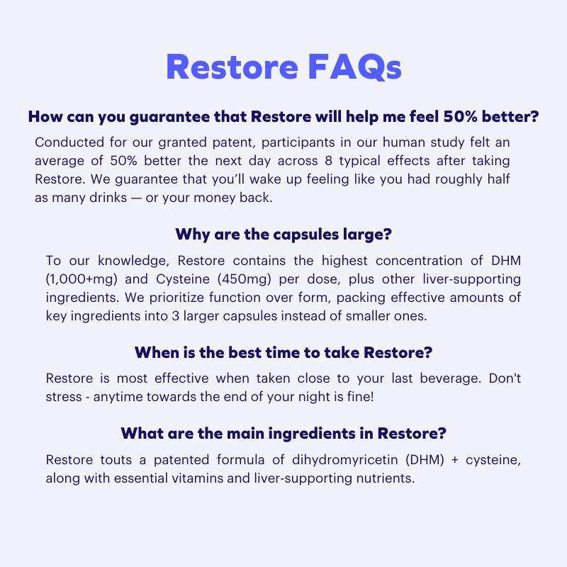 Cheers Restore | Supplement with DHM + L-Cysteine | 12 Doses | 36 ct