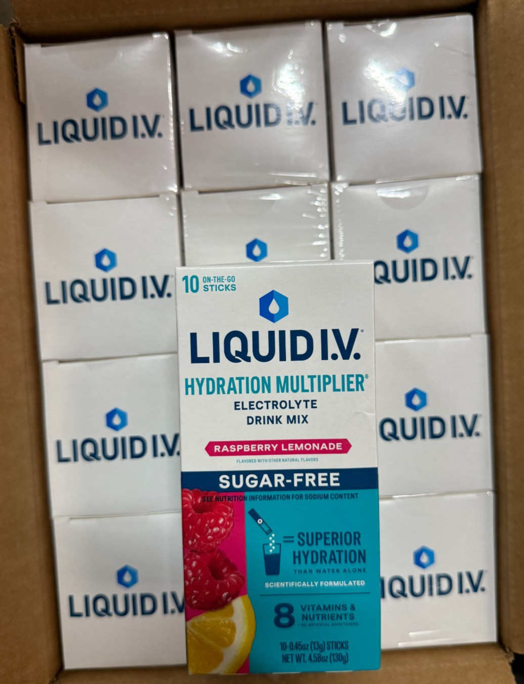 Liquid IV Sugar-Free Electrolyte Packets Raspberry Lemonade – 120 Packets