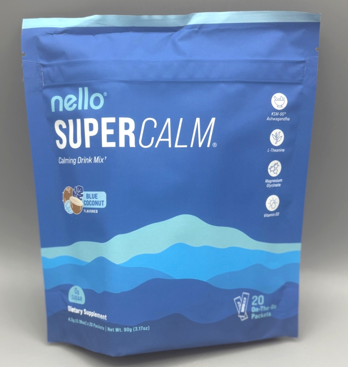 Nello SuperCalm Calming Drink Mix Relaxation & Focus Blue Coconut 20 Packets