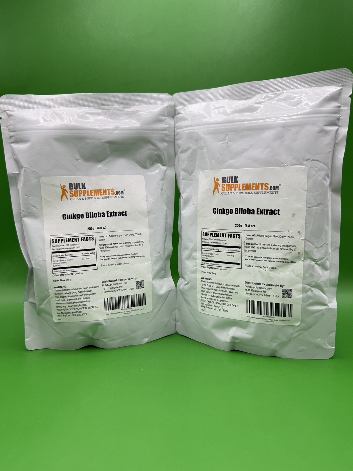 2x BulkSupplements Ginkgo Biloba Extract Powder – 200 mg Per Serving 250 G ￼