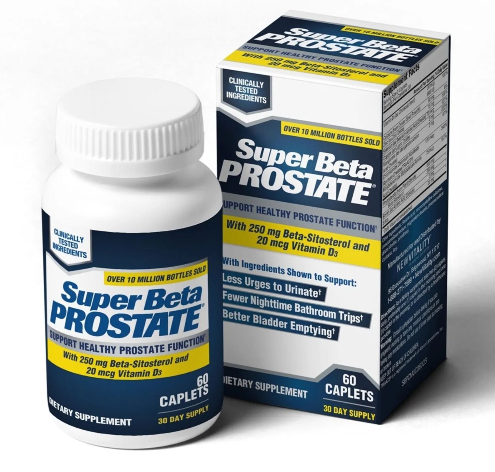 New Vitality Super Beta Prostate Urinary Health Caplets 60ct LOT OF 3 EXP 09/28+