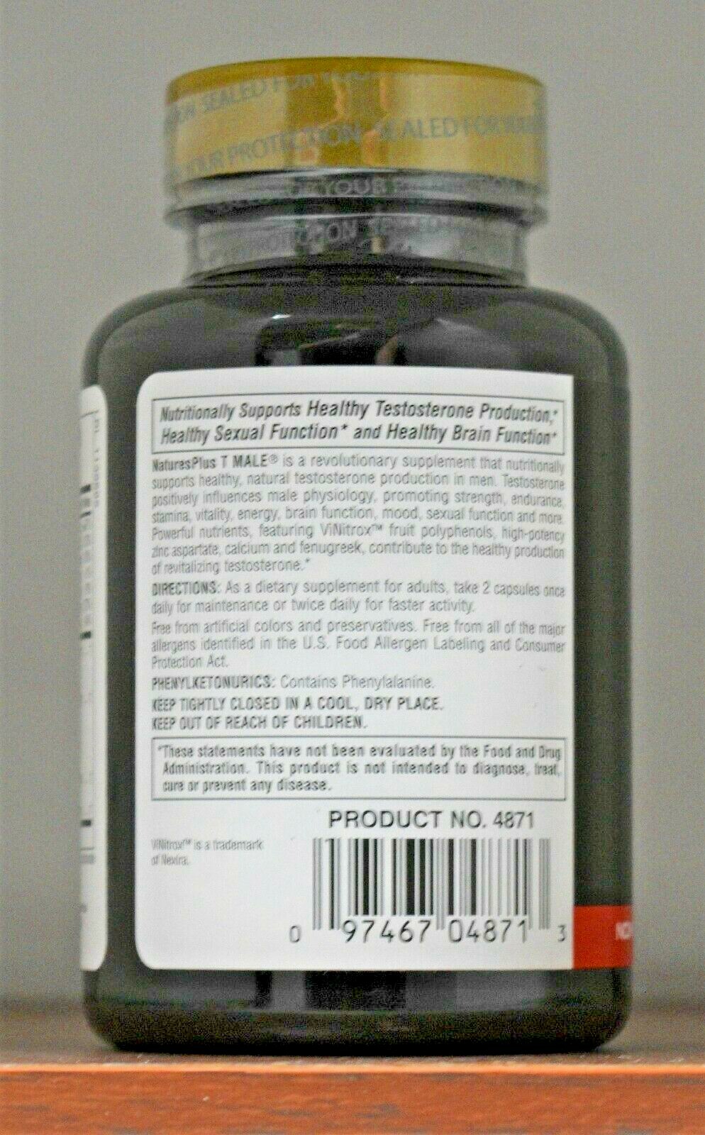 Nature’s Plus T Male Testosterone Boost For Men Male Performance 60 Capsules