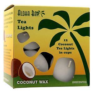 Aloha Bay Coconut Tea Lights White – Unscented 12 count