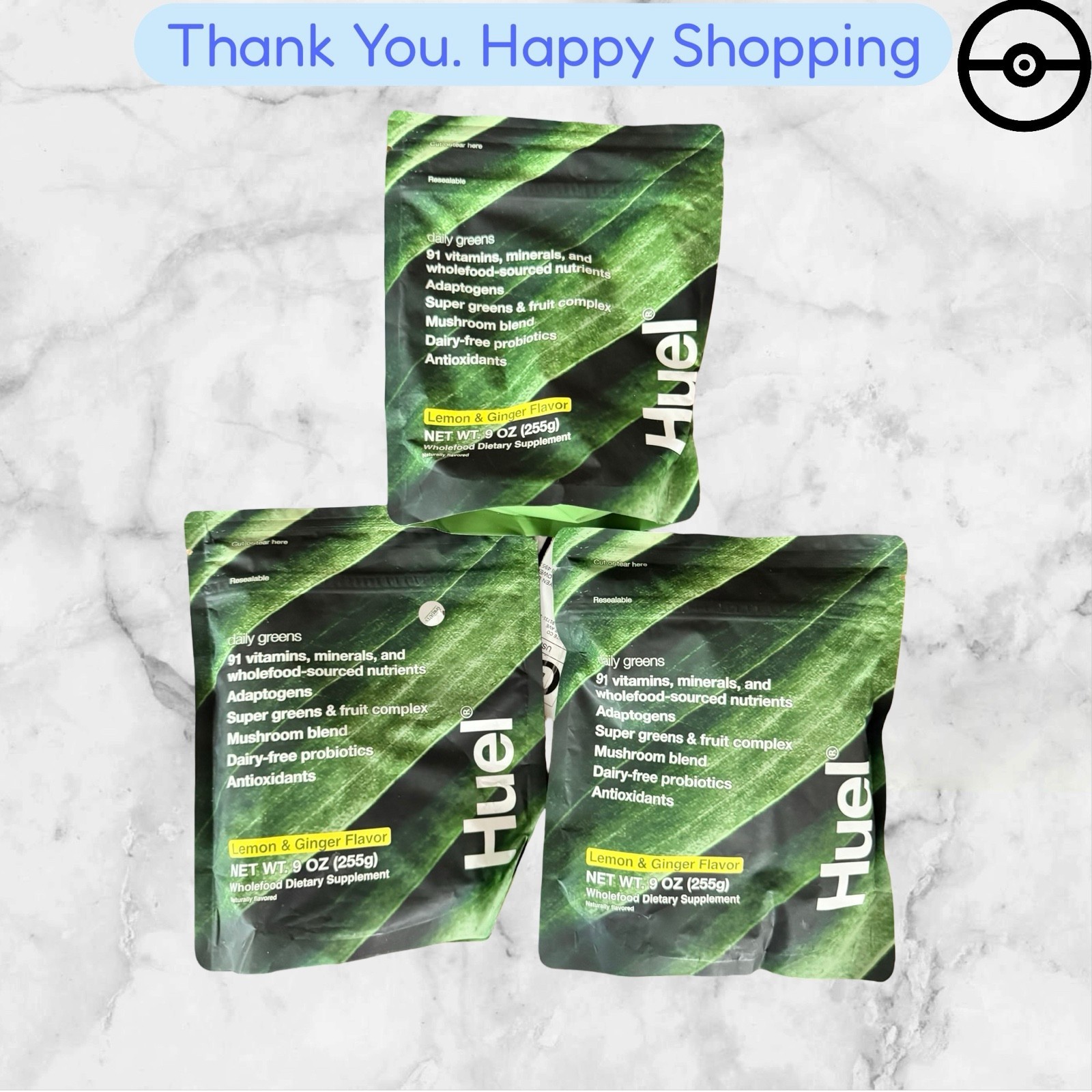 3x Huel Daily Greens Superfood Powder – 91 Vitamins Minerals Adaptogens 255g 9oz