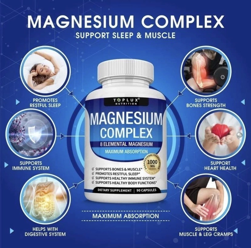 2Pack Magnesium complex supplement: 1000mg of 8-element magnesium, 180 capsules