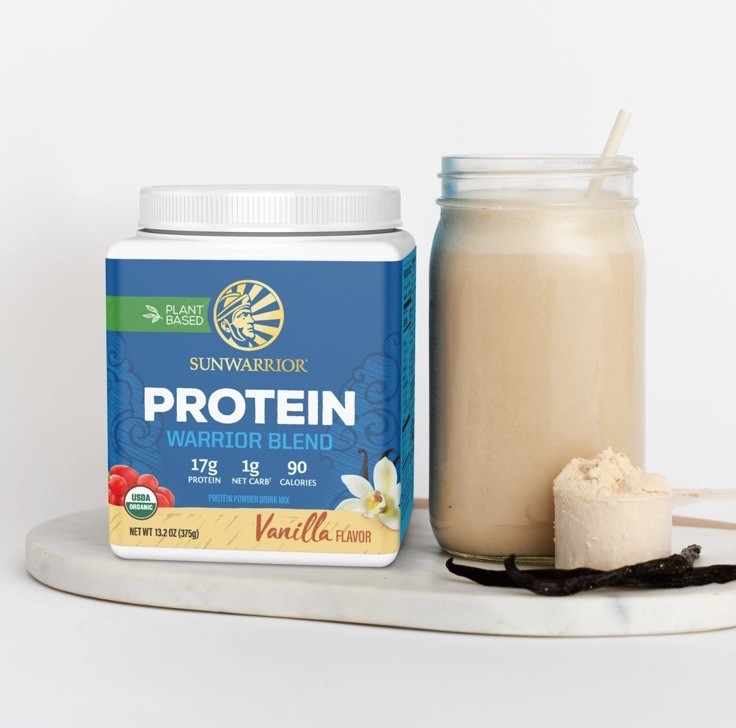 Sunwarrior Protein Warrior Blend Vanilla Flavored Plant Based Powder 13.2 oz