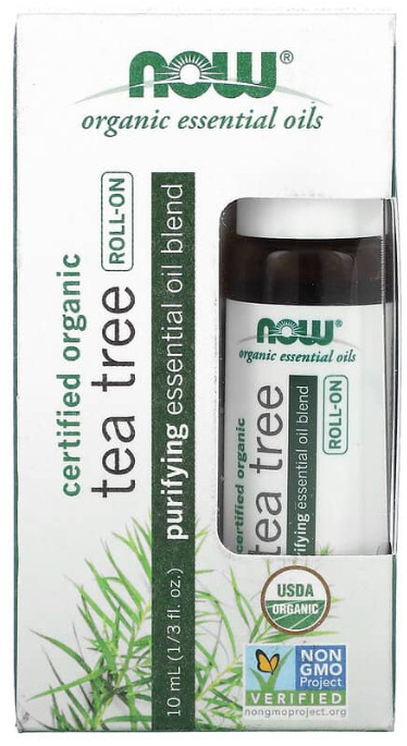 NOW Essential Oils – Certified Organic Tea Tree Roll-On, 1/3 fl oz (10 ml) by NO