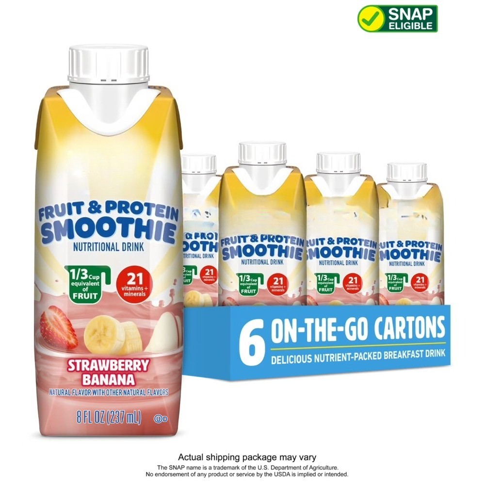 Breakfast Essentials Fruit and Protein Smoothie, Creamy Strawberry Banana