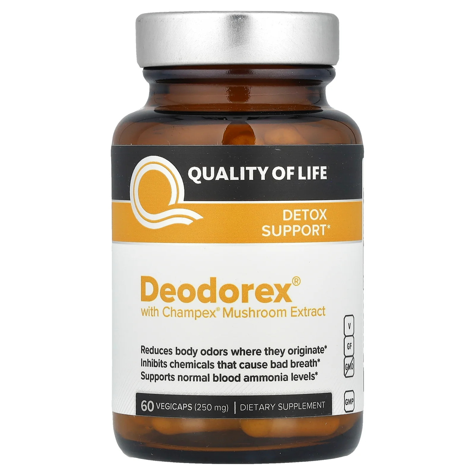 2 X Quality of Life, Deodorex� with Champex� Mushroom Extract, 60 Vegicaps (250