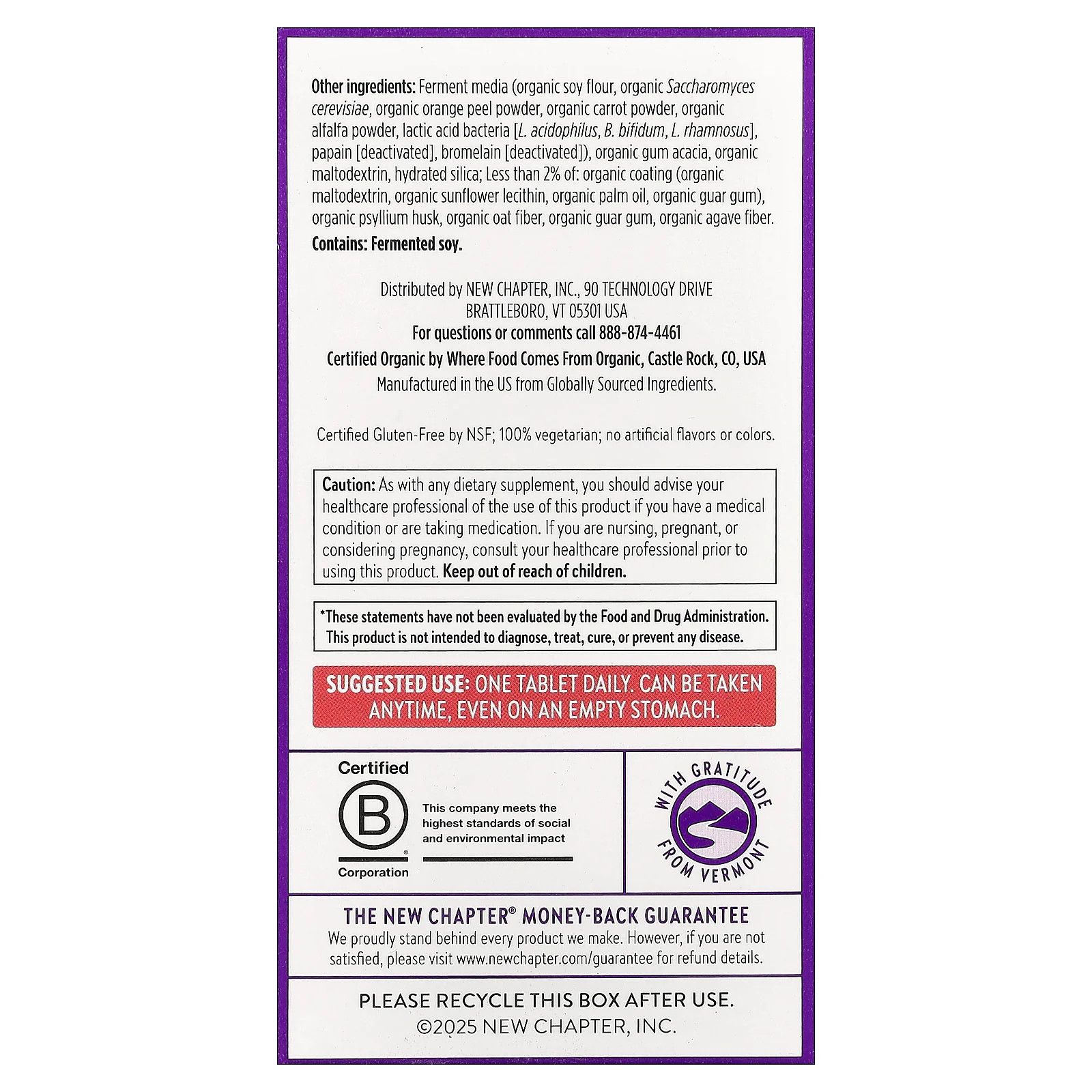 2 X New Chapter, One Daily Every Woman’s� Multivitamin 55+ , 72 Vegetarian Tabl