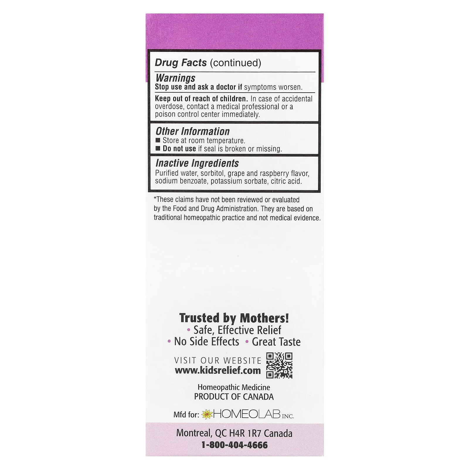 Kids Relief®, Syrup with Calming Effect, 0-12 Years, Grape, 3.4 fl oz (100 ml)