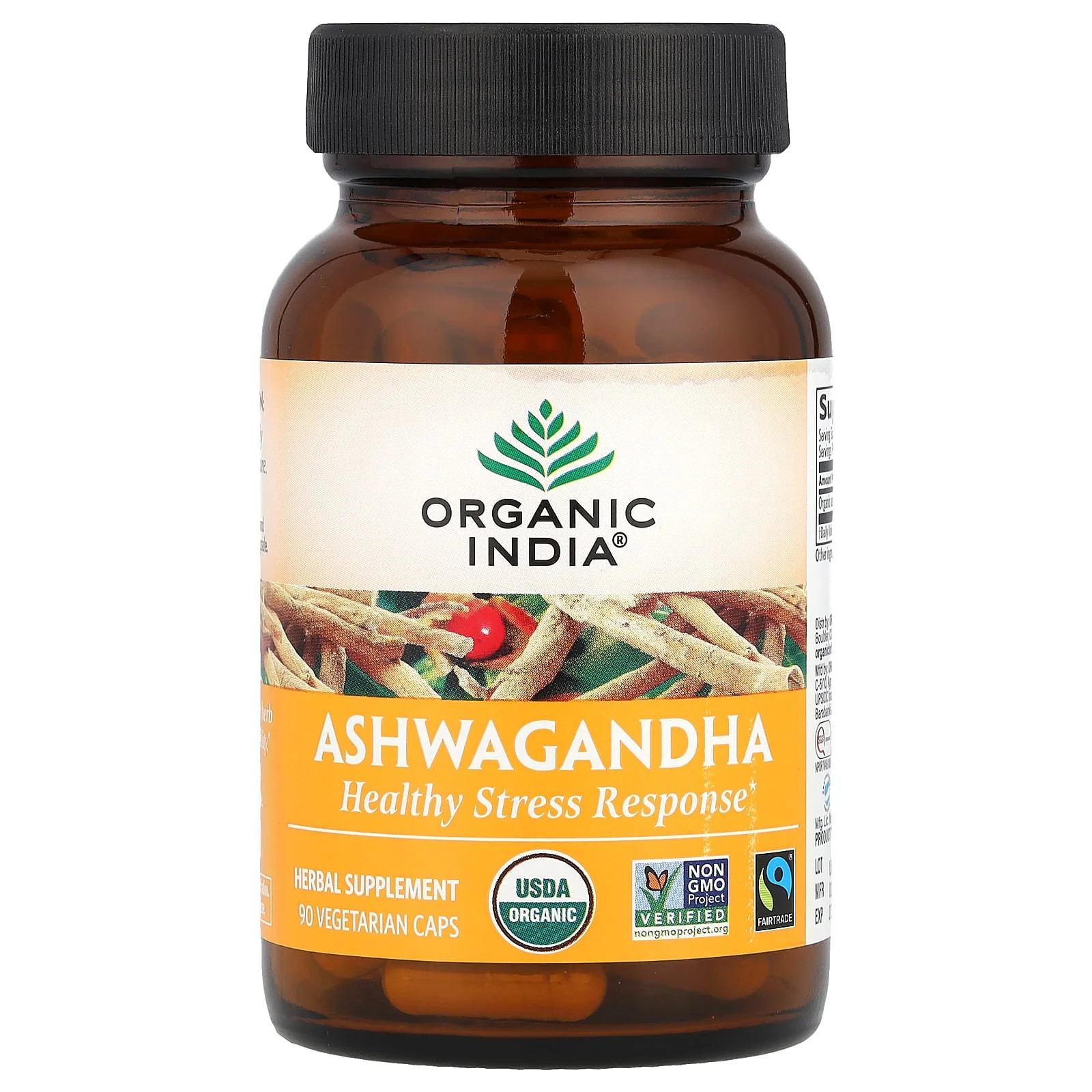 2 X Organic India, Ashwagandha, 90 Vegetarian Caps (400 mg per Capsule)