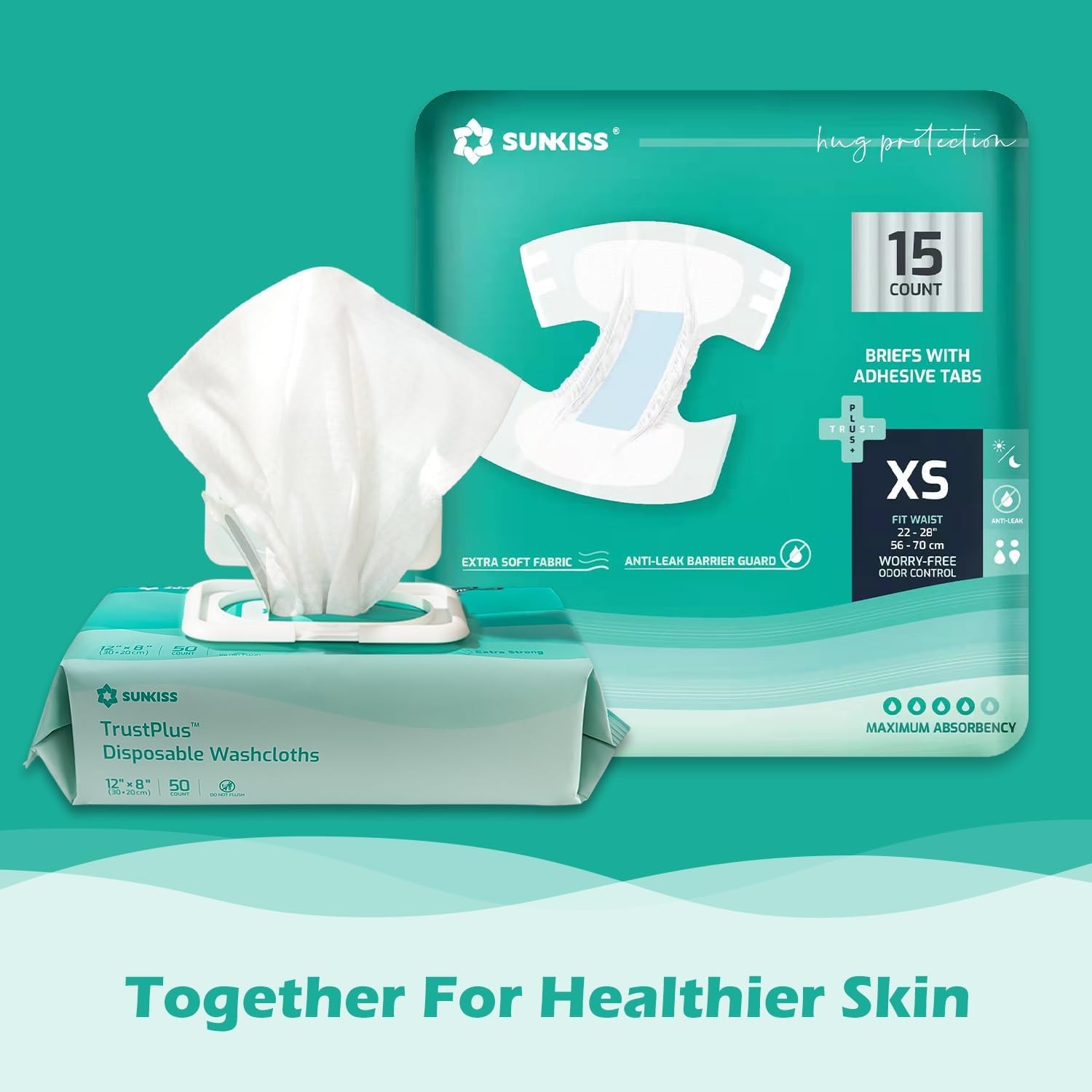 SUNKISS TrustPlus Adult Diapers with Maximum Absorbency, Unisex Disposable Inc
