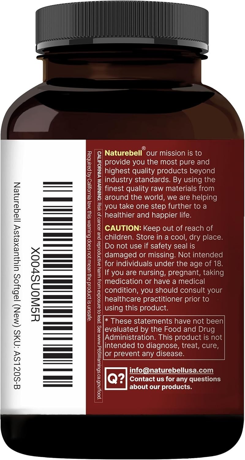 240 Count Natural Astaxanthin 12mg Softgels with MCT Oil – Non-GMO, Gluten Free