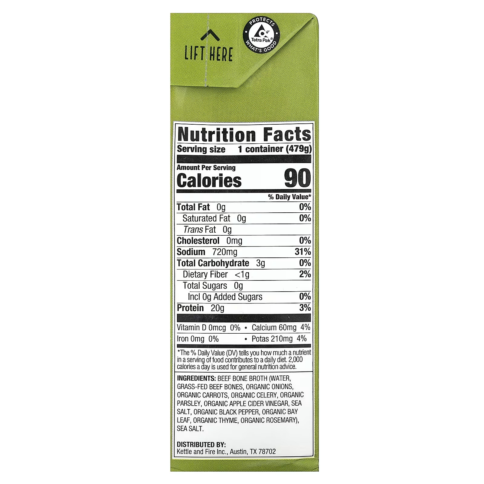 Kettle & Fire Beef Bone Broth 16.9 oz (479 g) Bone Health