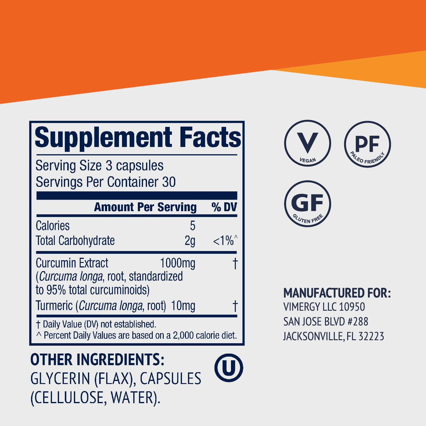 Vimergy Curcumin with Turmeric, 30 Servings – Immune System Supplement