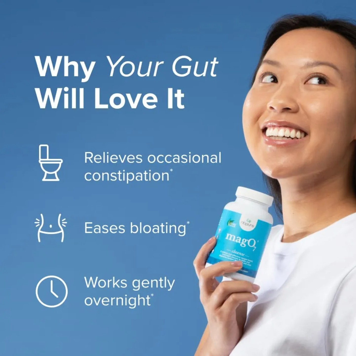 NbPure MAG O7 CLEANSE 90 Capsules ( 30 Servings ) Works Over Night For Bloating