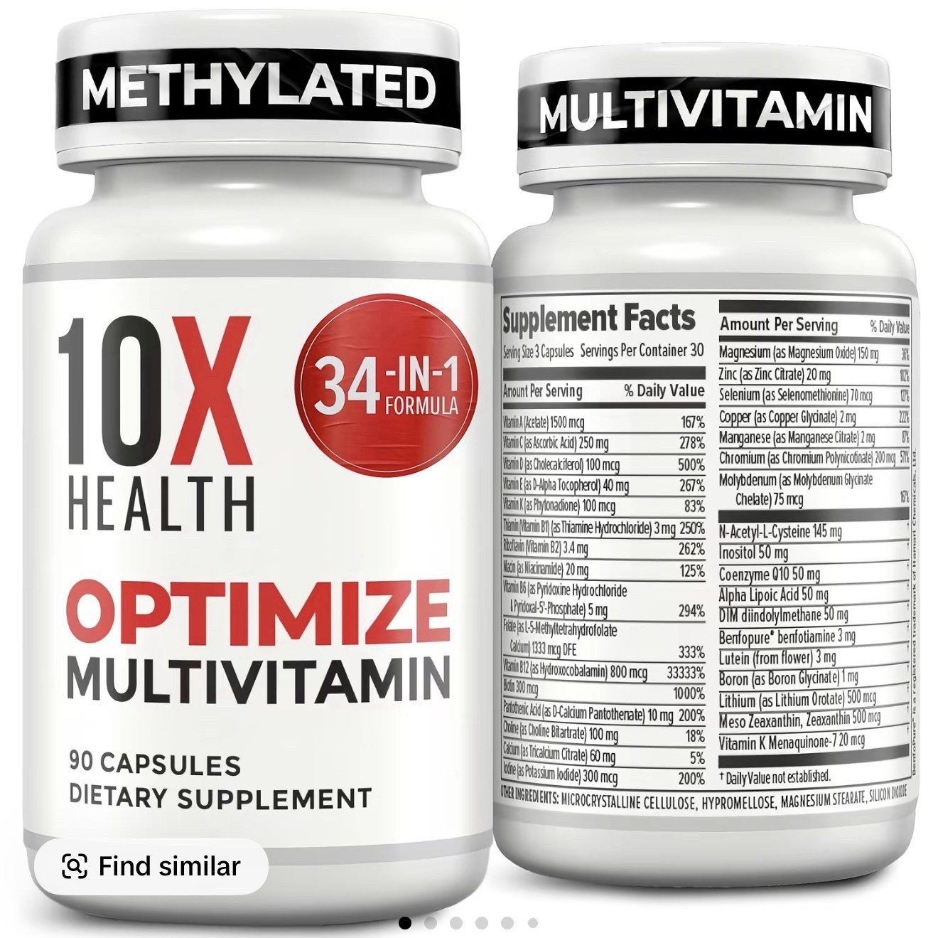 10X Health Optimize Multivitamin for Men – 90 Capsules, Methylated Multivita…