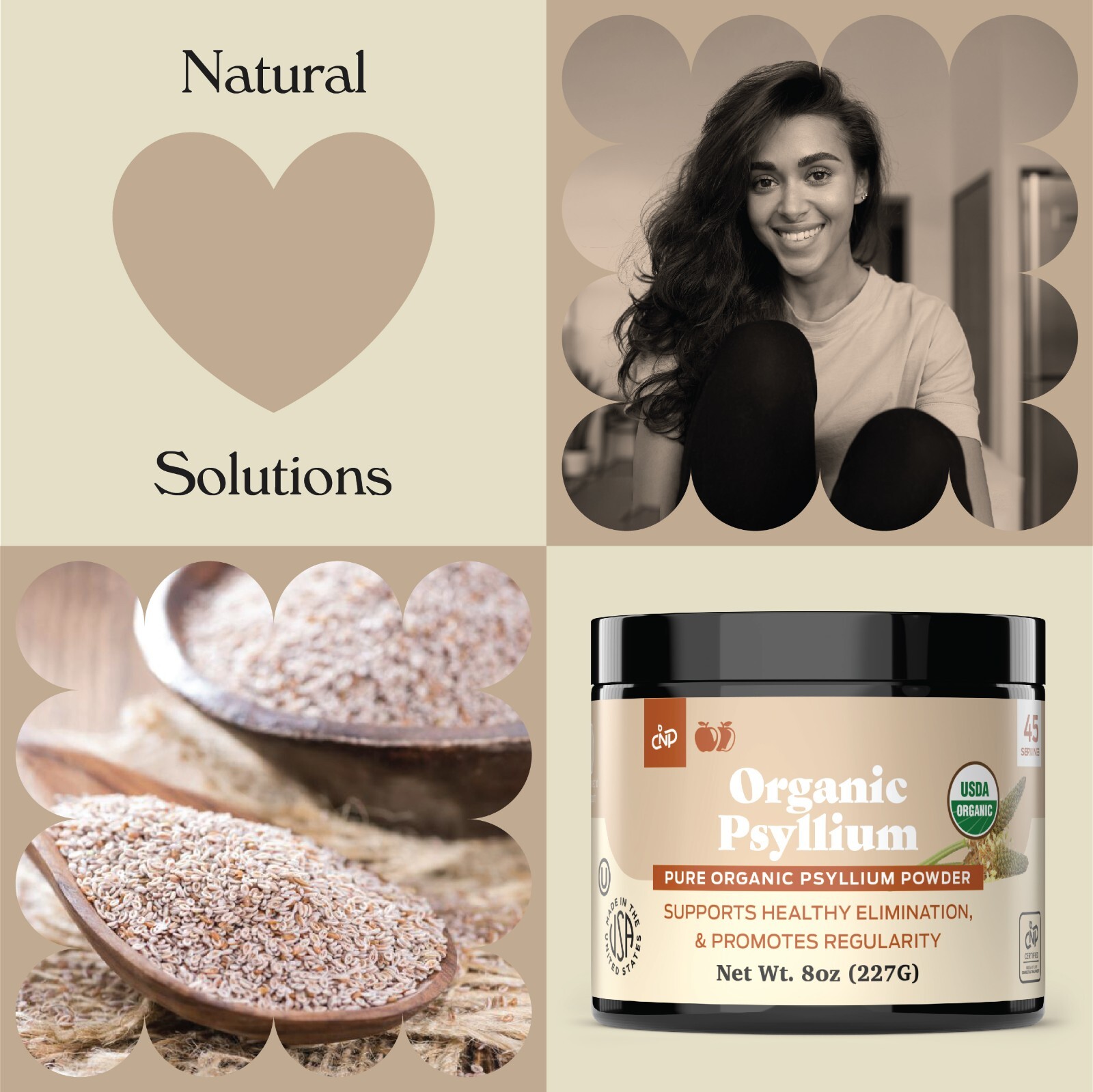 Organic Whole Psyllium Husk Powder – Pure Psyllium Seed Fiber Powder