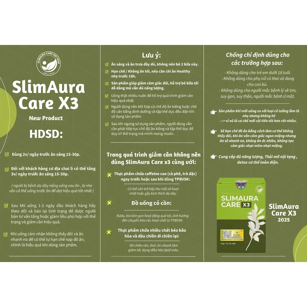 1x Giam can Slimaura Care X3- New model of Slimming care X3 – Herbal fat burning