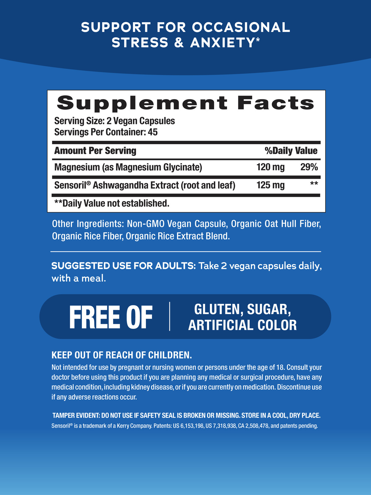 Calm Ashwagandha + Magnesium Glycinate | 90 Vegan Capsules | by Natural Vitality
