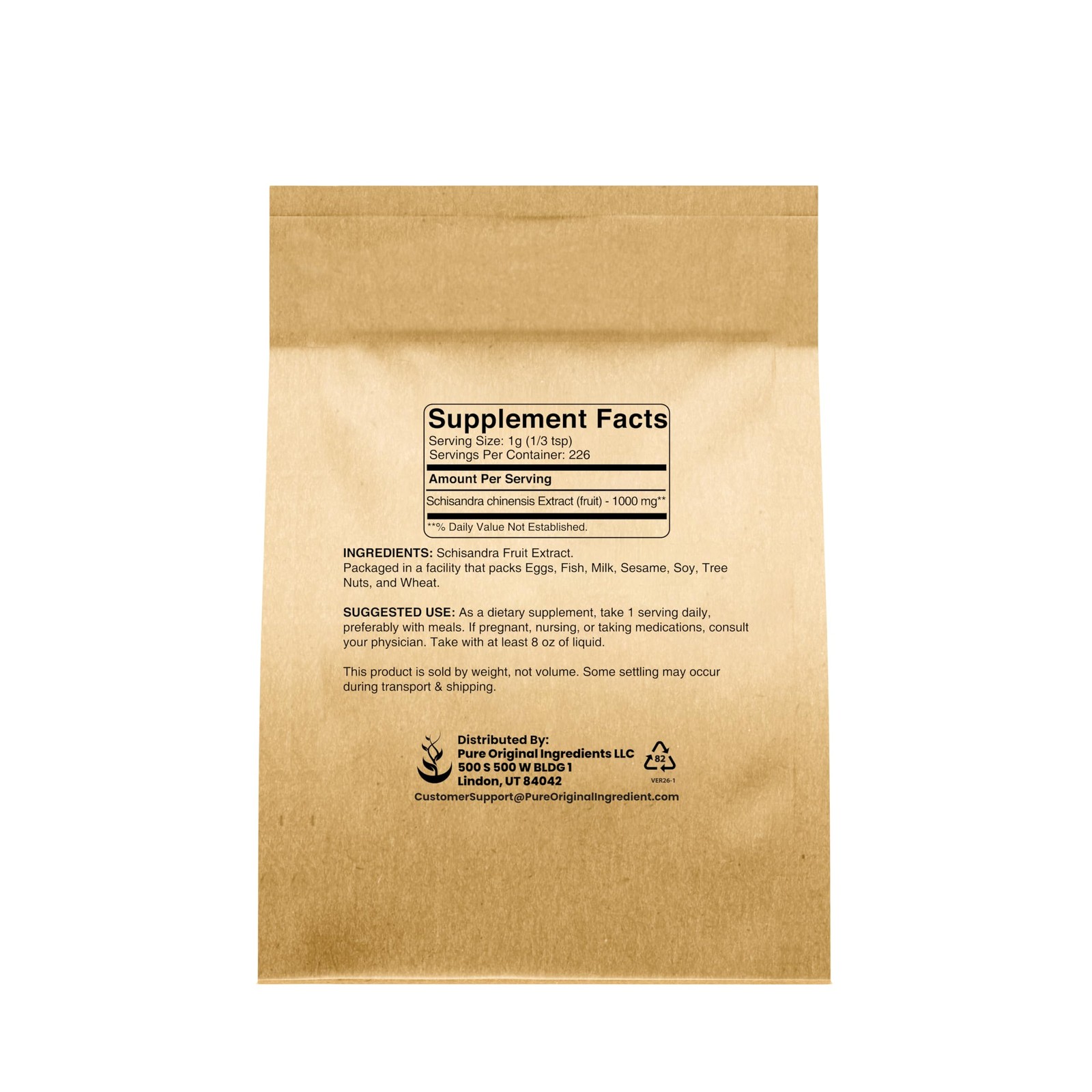 Pure Original Ingredients Schisandra Extract Powder 8 Oz Non-Gmo Gluten-Free